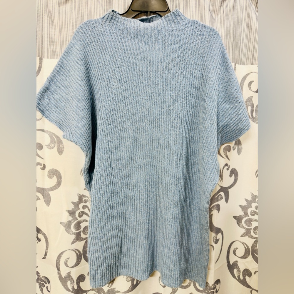 Free People Beach Women's Cotton Blue Mock Neck Dolman Slouchy Sweater Dress M